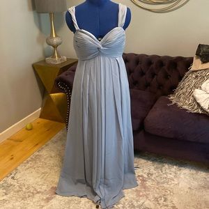 Bridesmaid  dusty blue Aline floor length chiffon
